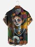 Moisture-Wicking Day of the Dead Pumpkin Skull Girl Chest Pocket Hawaiian Shirt