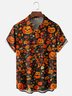Moisture-Wicking Halloween Pumpkin Floral Chest Pocket Hawaiian Shirt