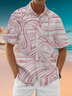 Moisture-Wicking Striped Flamingo Chest Pocket Hawaiian Shirt