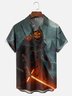 Moisture-Wicking Halloween Pumpkin Star Warrior Chest Pocket Hawaiian Shirt