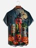 Moisture-Wicking Halloween Pumpkin Vegetable Monster Chest Pocket Hawaiian Shirt