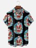 Moisture-Wicking Santa Claus Coconut Tree Beach Chest Pocket Hawaiian Shirt