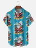 Moisture-Wicking Christmas Santa Claus Christmas Tree Beach Vacation Chest Pocket Hawaiian Shirt