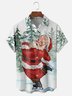 Moisture-Wicking Christmas Santa Skating Chest Pocket Hawaiian Shirt
