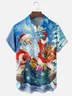 Moisture-wicking Christmas Santa Chest Pocket Casual Shirt