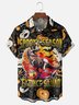 Moisture-Wicking Gradient Color Halloween Pumpkin Dinosaur Spider Web Chest Pocket Hawaiian Shirt