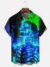 Moisture-wicking Halloween Flame Skull Music Festival Fun Chest Pocket Casual Shirt