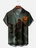 Moisture-wicking Halloween Bigfoot vs. Alligator Pumpkin Pocket Casual Shirt