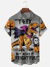 Moisture-Wicking Gradient Halloween Pumpkin Dinosaur Chest Pocket Hawaiian Shirt