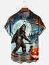 Moisture-Wicking Halloween Bigfoot Pumpkin Chest Pocket Hawaiian Shirt