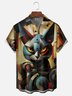 Moisture-Wicking Ombre Color Block Cat Chest Pocket Hawaiian Shirt