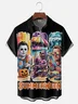 Moisture-Wicking Halloween Pumpkin Cartoon Character Chest Pocket Hawaiian Shirt