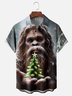 Moisture-wicking Christmas Bigfoot Christmas Tree Fun Chest Pocket Casual Shirt