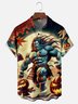 Moisture-Wicking Halloween Samurai Pumpkin Chest Pocket Hawaiian Shirt