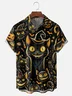 Moisture-wicking Halloween Black Cat Halloween Hat Chest Pocket Hawaiian Shirt