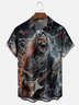 Moisture-Wicking Gradient Color Abstract Skull Playing Guitar Rose Chest Pocket Hawaiian Shirt