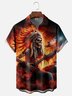 Moisture-Wicking Rock Skeleton Chief Guitar Gradient Flame Chest Pocket Hawaiian Shirt