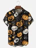 Moisture-Wicking Halloween Pumpkin Spider Web Chest Pocket Hawaiian Shirt