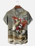 Moisture-wicking Christmas Santa Horse Chest Pocket Casual Shirt
