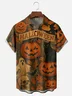 Moisture-wicking Halloween Pumpkin Cat Ghost Chest Pocket Casual Shirt