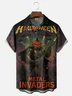 Moisture-wicking Halloween Music Rock Guitar Chest Pocket Casual Shirt