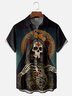 Moisture-wicking Day of the Dead Skull Chest Pocket Casual Shirt