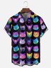 Moisture-wicking Colorful Cat Art Chest Pocket Casual Shirt