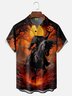 Moisture-wicking Halloween Pumpkin Headless Horseman Chest Pocket Casual Shirt