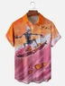 Moisture-Wicking Halloween Pumpkin Skull Surf Chest Pocket Hawaiian Shirt