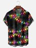 Moisture-wicking Christmas Art Christmas Tree Light Strip Chest Pocket Casual Shirt