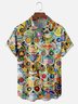 Moisture Wicking Day Of The Dead Skull Floral Chest Pocket Hawaiian Shirt