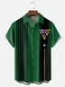 Moisture-wicking Billiards Art Illustration Fun Chest Pocket Bowling Shirt