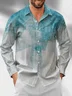 Moisture Wicking Geometric Gradient Chest Pocket Long Sleeved Hawaiian Shirt