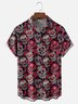 Moisture-Wicking Day Of The Dead Floral Skull Chest Pocket Hawaiian Shirt