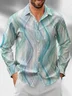 Moisture Wicking Geometric Gradient Chest Pocket Long Sleeved Hawaiian Shirt