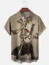 Moisture-Wicking Mexican Day of The Dead Skull Guitar Chest Pocket Hawaiian Shirt