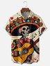 Moisture-Wicking Day Of The Dead Skull Mexican Pattern Chest Pocket Hawaiian Shirt