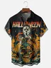 Moisture-wicking Halloween Pumpkin Chest Pocket Casual Shirt