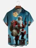 Moisture-wicking Christmas Santa Claus Chest Pocket Casual Shirt