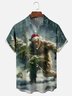 Moisture-Wicking Christmas Bigfoot Throwing Christmas Tree Chest Pocket Hawaiian Shirt
