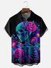 Moisture-Wicking Mexican Day Of The Dead Skull Flower Chest Pocket Hawaiian Shirt