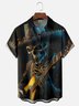 Moisture-Wicking Mexican Day of The Dead Skull Guitar Chest Pocket Hawaiian Shirt