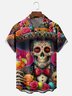 Moisture-Wicking Day Of The Dead Skull Mexican Pattern Guitar Chest Pocket Hawaiian Shirt