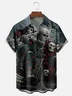 Moisture-Wicking Day of The Dead Skeleton Knight Chest Pocket Hawaiian Shirt