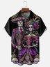 Moisture-Wicking Mexican Day Of The Dead Skull Flower Chest Pocket Hawaiian Shirt