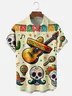 Moisture-Wicking Mexican Day of The Dead Skull Guitar Chest Pocket Hawaiian Shirt