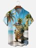 Moisture-wicking Pineapple Crocodile Coconut Tree Beach Chest Pocket Hawaiian Shirt