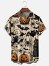 Moisture-wicking Halloween Pumpkin Spider Chest Pocket Casual Shirt