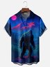 Moisture-wicking Bigfoot Night Art Chest Pocket Hawaiian Shirt