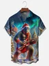 Moisture-wicking Christmas Bigfoot American Flag Christmas Tree Chest Pocket Casual Shirt